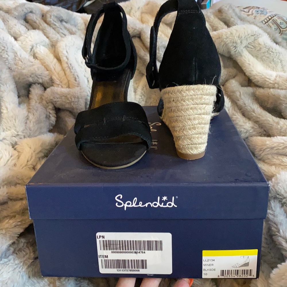 Splendid Black Wedge Sandals 10